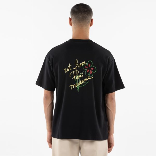 Drôle De Monsieur Slogan Esquisse T-shirt Zwart