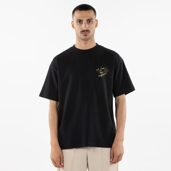 Drôle De Monsieur Slogan Esquisse T-shirt Zwart