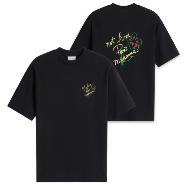 Drôle De Monsieur Slogan Esquisse T-shirt Zwart