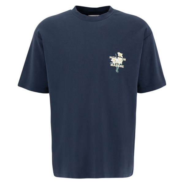 Drôle De Monsieur Slogan Fleur T-shirt Navy