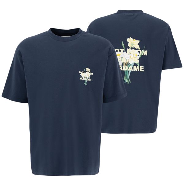 Drôle De Monsieur Slogan Fleur T-shirt Navy