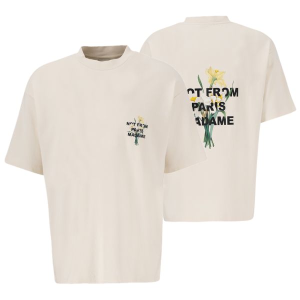 Drôle De Monsieur Slogan Fleur T-shirt Off White