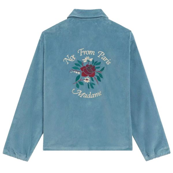 Drôle De Monsieur Slogan Fleurs Corduroy Vest Blauw