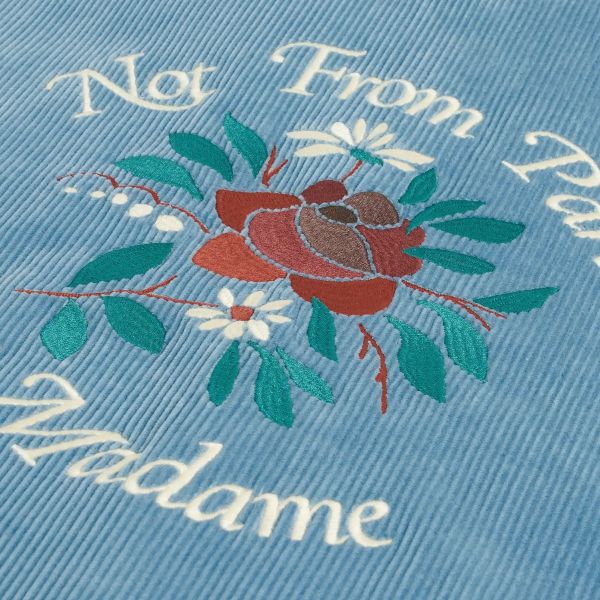 Drôle De Monsieur Slogan Fleurs Corduroy Vest Blauw