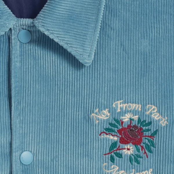 Drôle De Monsieur Slogan Fleurs Corduroy Vest Blauw