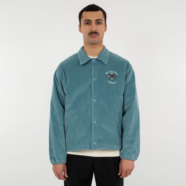 Drôle De Monsieur Slogan Fleurs Corduroy Vest Blauw