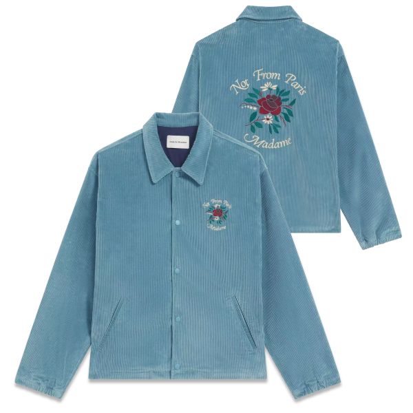 Drôle De Monsieur Slogan Fleurs Corduroy Vest Blauw