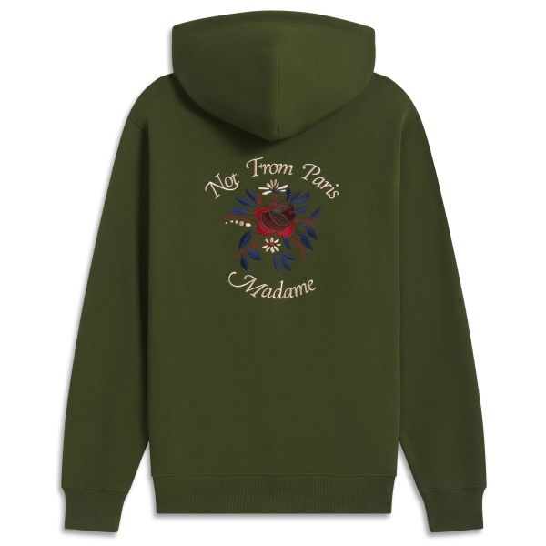 Drôle De Monsieur Slogan Fleurs Hoodie Donker Groen