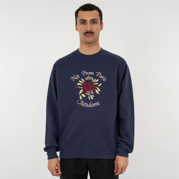 Drôle De Monsieur Slogan Fleurs Sweater Navy