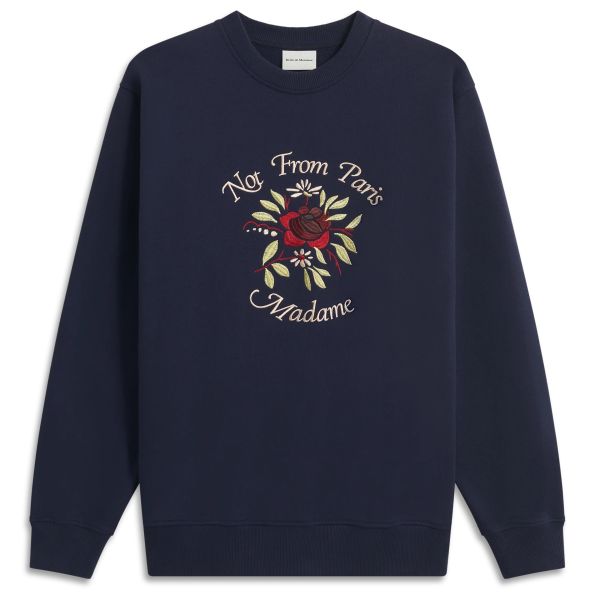 Drôle De Monsieur Slogan Fleurs Sweater Navy