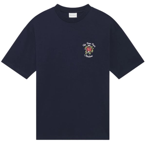 Drôle De Monsieur Slogan Fleurs T-shirt Navy