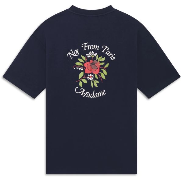 Drôle De Monsieur Slogan Fleurs T-shirt Navy