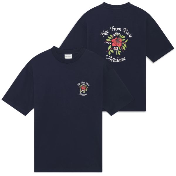 Drôle De Monsieur Slogan Fleurs T-shirt Navy