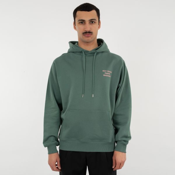 Drôle De Monsieur Slogan Hoodie Donker Groen