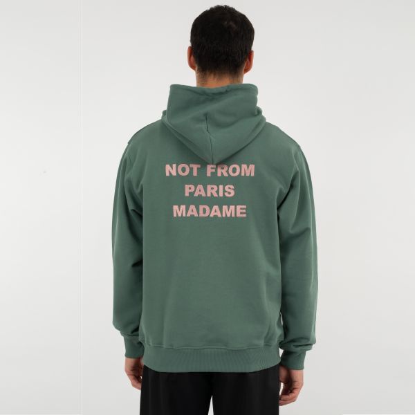 Drôle De Monsieur Slogan Hoodie Donker Groen