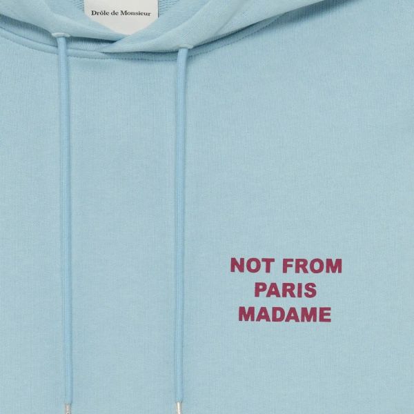 Drôle De Monsieur Slogan Hoodie Licht Blauw