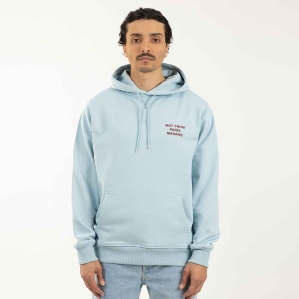 Drôle De Monsieur Slogan Hoodie Licht Blauw