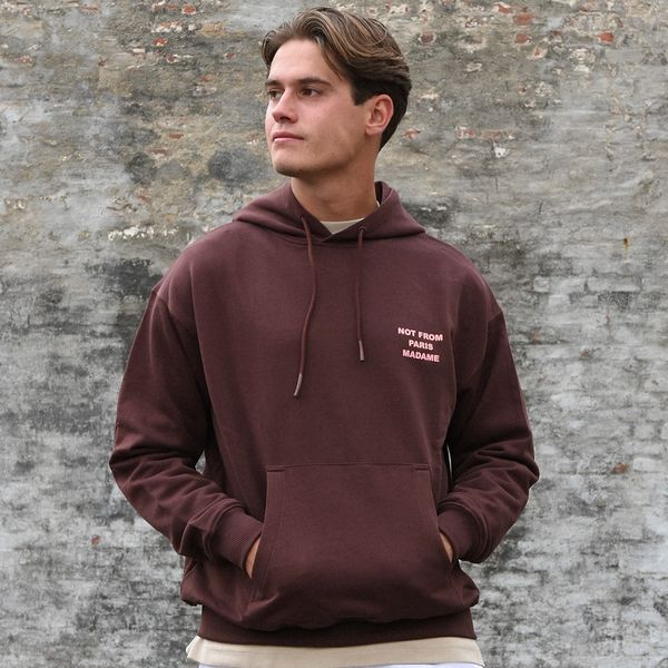 Drôle De Monsieur Slogan Hoodie Bordeaux