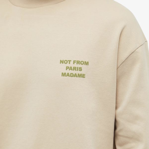 Drôle De Monsieur Slogan Longsleeve T-shirt Beige