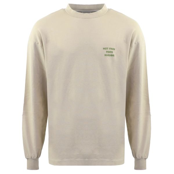 Drôle De Monsieur Slogan Longsleeve T-shirt Beige
