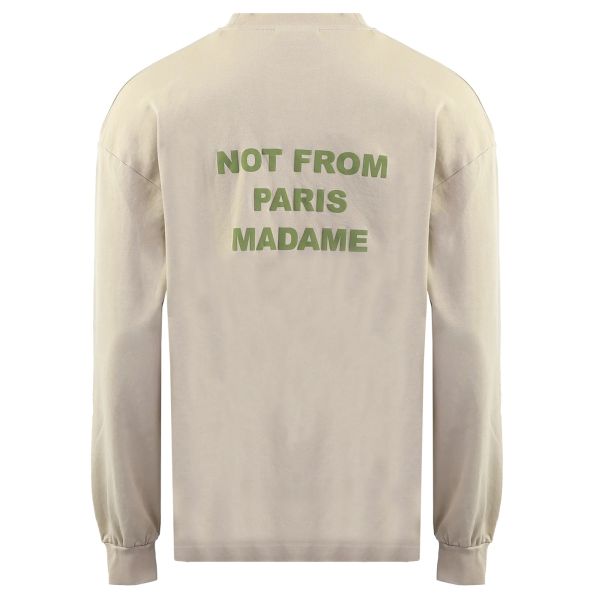 Drôle De Monsieur Slogan Longsleeve T-shirt Beige