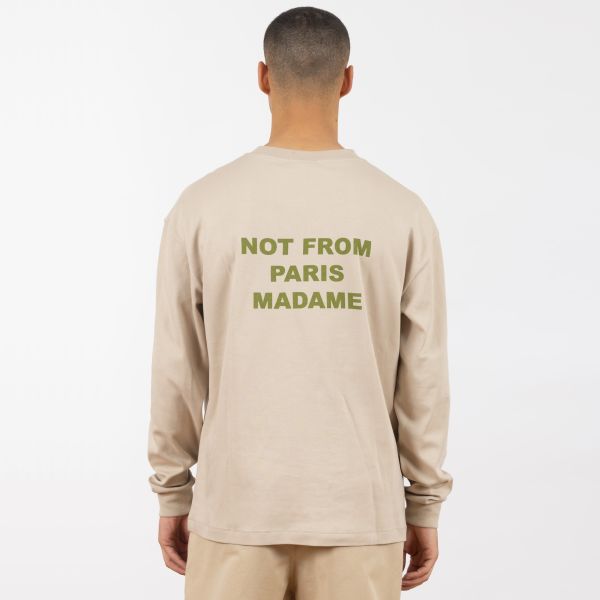 Drôle De Monsieur Slogan Longsleeve T-shirt Beige