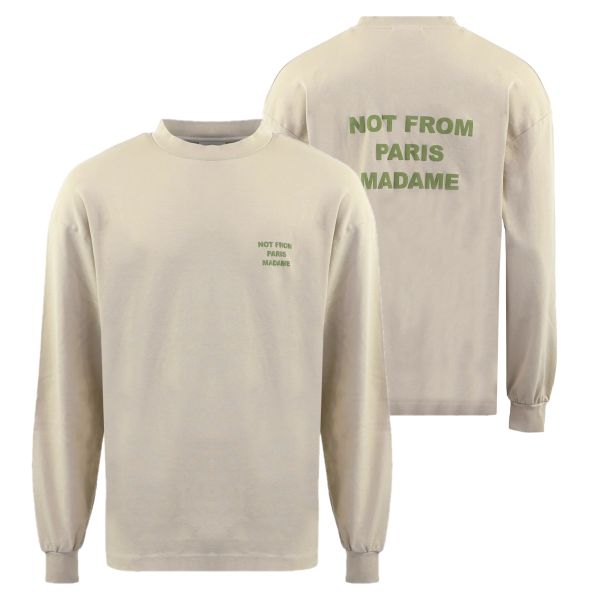 Drôle De Monsieur Slogan Longsleeve T-shirt Beige