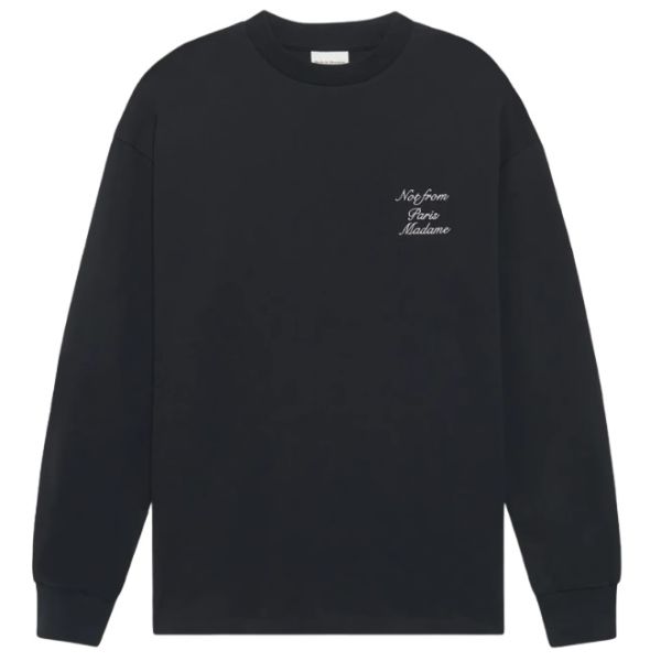 Drôle De Monsieur Slogan Longsleeve T-shirt Zwart