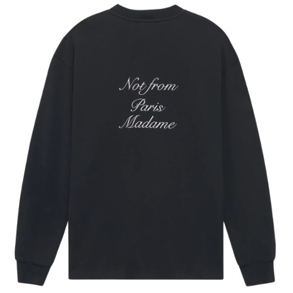 Drôle De Monsieur Slogan Longsleeve T-shirt Zwart