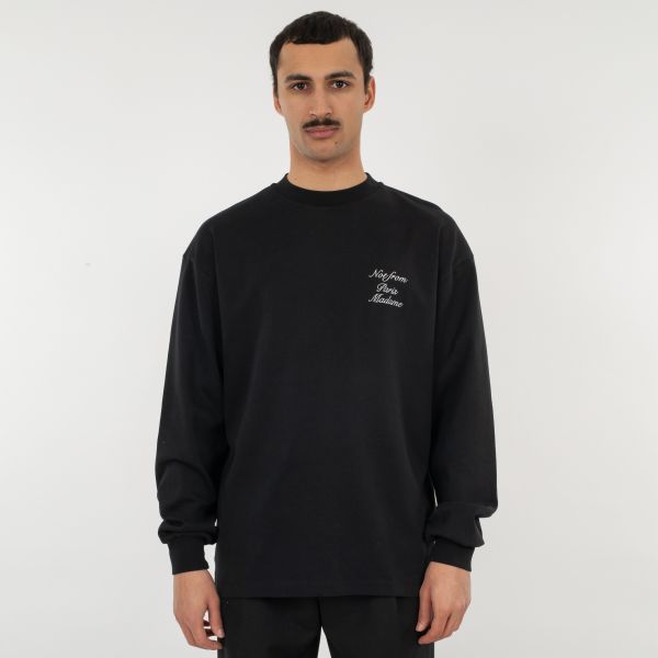 Drôle De Monsieur Slogan Longsleeve T-shirt Zwart