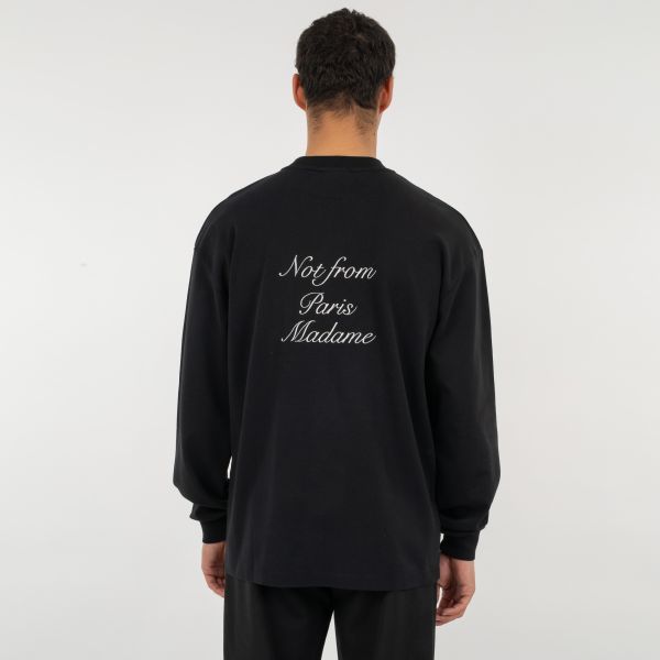 Drôle De Monsieur Slogan Longsleeve T-shirt Zwart
