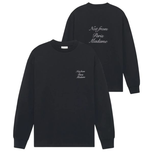 Drôle De Monsieur Slogan Longsleeve T-shirt Zwart