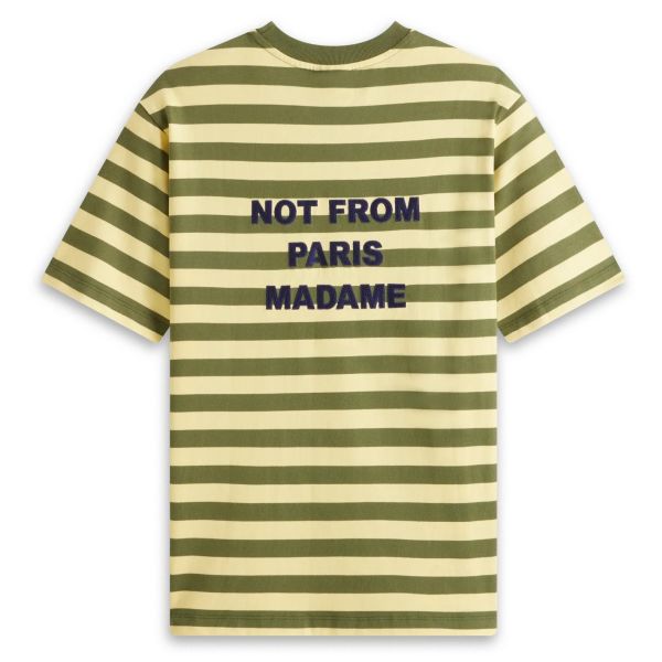 Drôle De Monsieur Slogan Rayè T-shirt Geel/Groen