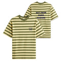Drôle De Monsieur Slogan Rayè T-shirt Geel/Groen