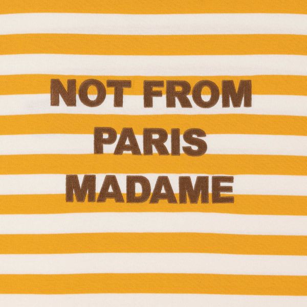 Drôle De Monsieur Slogan Rayè T-shirt Wit/Oranje