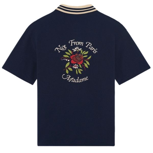 Drôle De Monsieur Slogan Rose Piqué Overhemd Navy