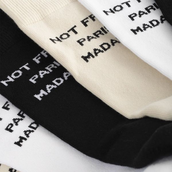 Drôle De Monsieur Slogan Sokken 3-Pack Zwart/Wit/Beige