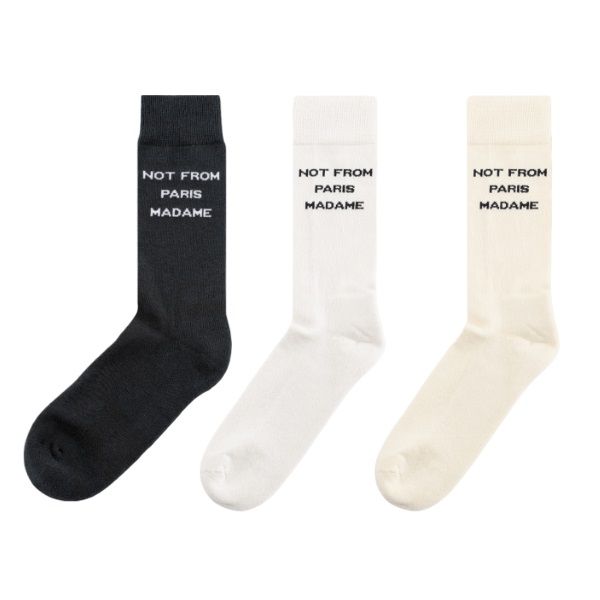 Drôle De Monsieur Slogan Sokken 3-Pack Zwart/Wit/Beige
