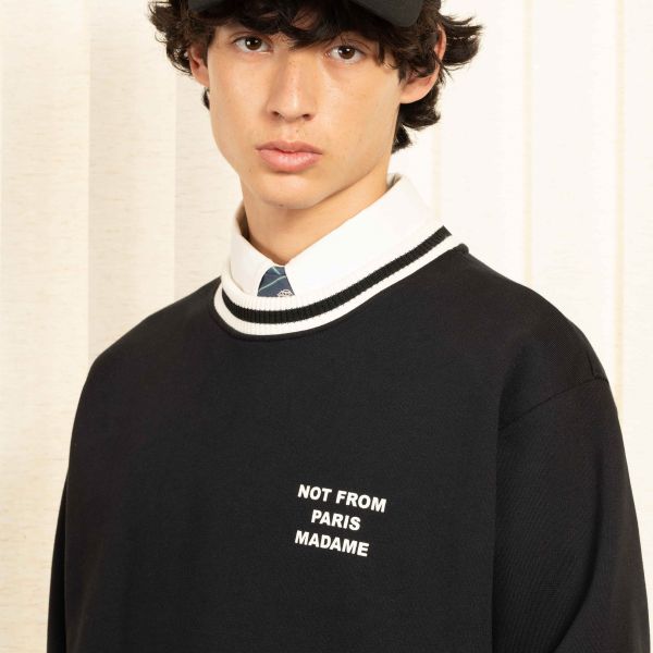 Drôle De Monsieur Slogan Sport Sweater Zwart