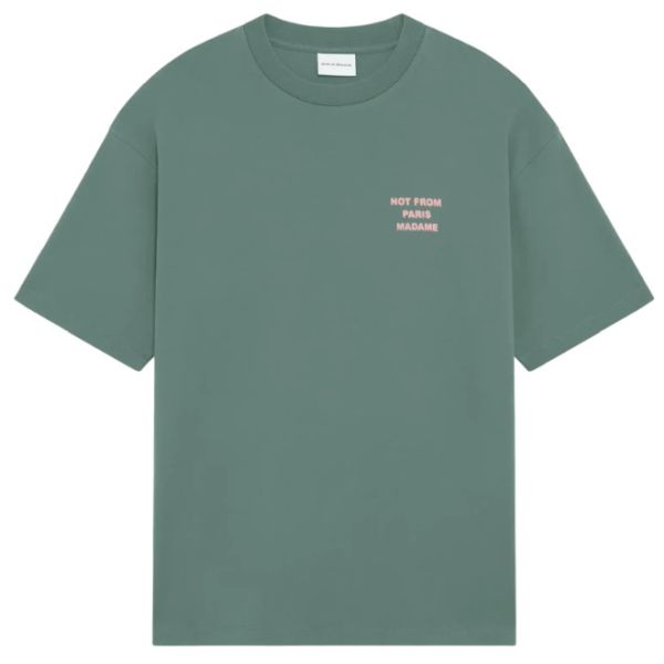 Drôle De Monsieur Slogan T-shirt Donker Groen