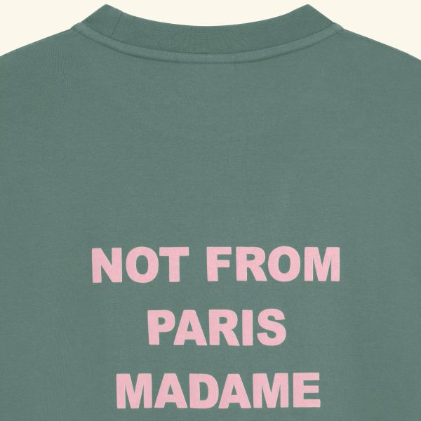 Drôle De Monsieur Slogan T-shirt Donker Groen
