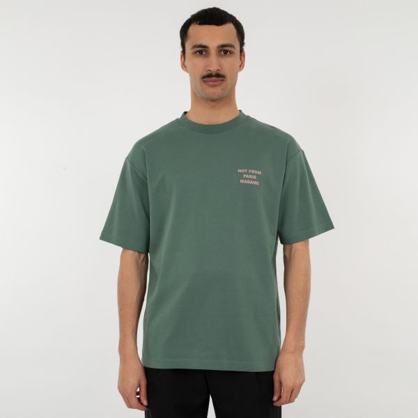 Drôle De Monsieur Slogan T-shirt Donker Groen