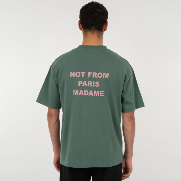 Drôle De Monsieur Slogan T-shirt Donker Groen