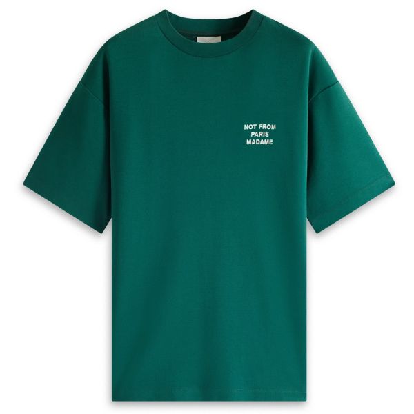 Drôle De Monsieur Slogan T-shirt Donker Groen