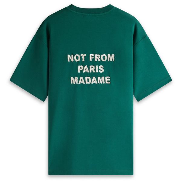 Drôle De Monsieur Slogan T-shirt Donker Groen