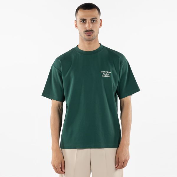 Drôle De Monsieur Slogan T-shirt Donker Groen
