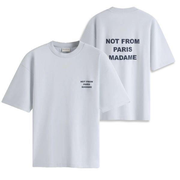 Drôle De Monsieur Slogan T-shirt Licht Blauw