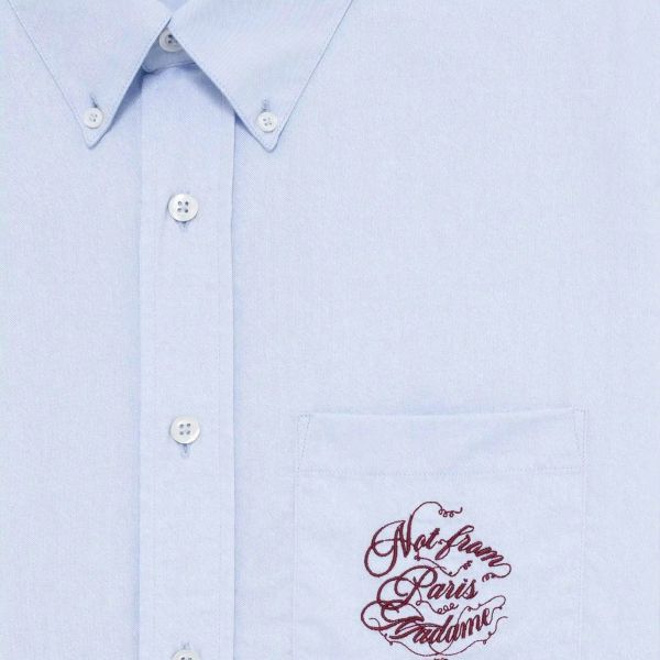 Drôle De Monsieur Slogan Vignes Overhemd Licht Blauw