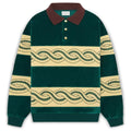Drôle De Monsieur Tressé Polo Sweater Donker Groen