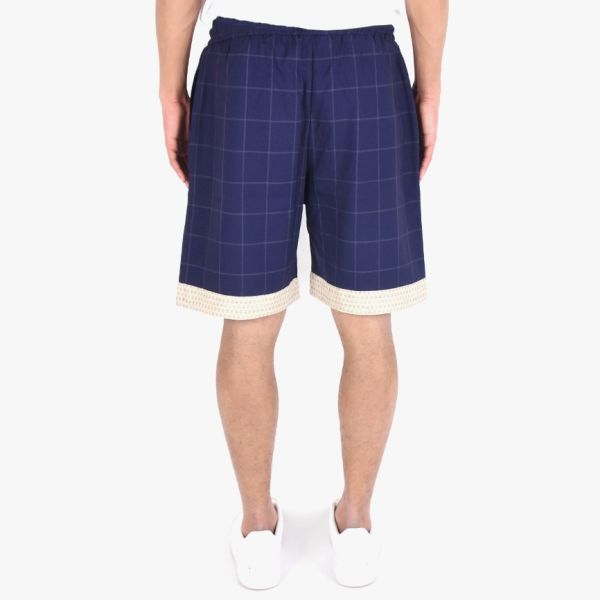 Drôle De Monsieur Wool Check Korte Broek Navy